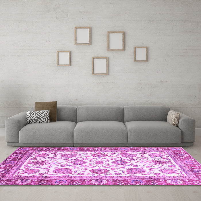 Machine Washable Abstract Purple Modern Area Rugs in a Living Room, wshabs3101pur