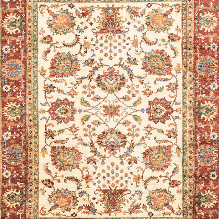 Machine Washable Abstract Khaki Gold Rug, wshabs3101