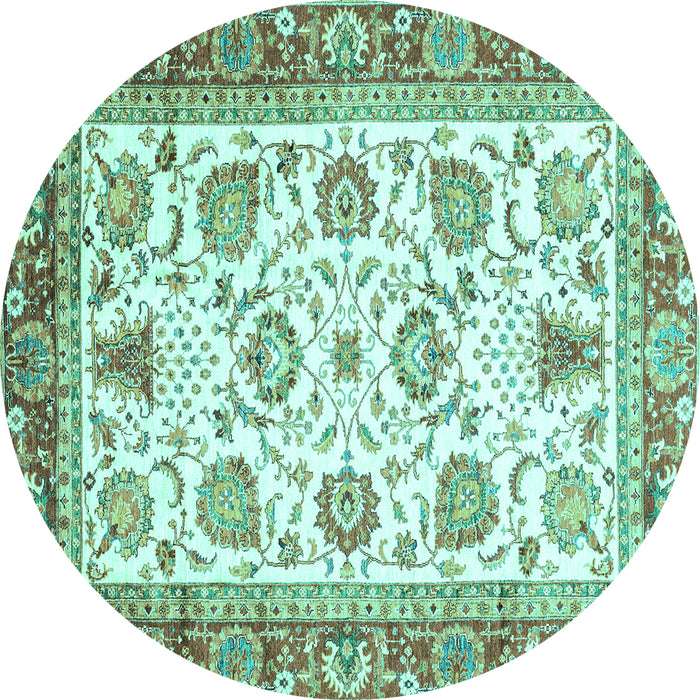 Round Abstract Turquoise Modern Rug, abs3101turq