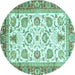 Round Abstract Turquoise Modern Rug, abs3101turq