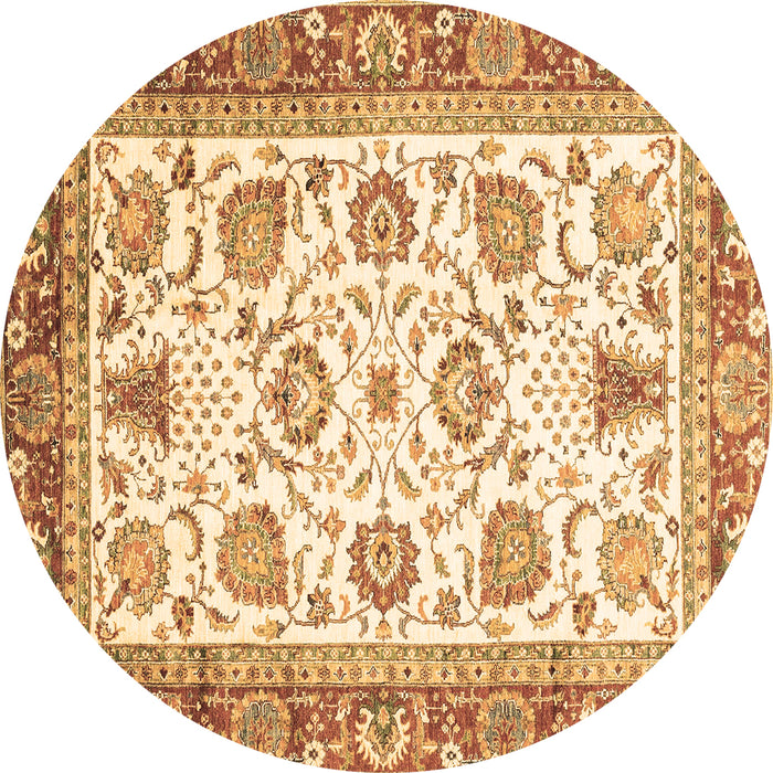 Round Abstract Brown Modern Rug, abs3101brn