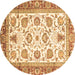 Round Abstract Brown Modern Rug, abs3101brn