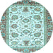 Round Abstract Light Blue Modern Rug, abs3101lblu