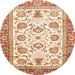 Round Machine Washable Abstract Khaki Gold Rug, wshabs3101