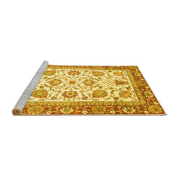 Sideview of Machine Washable Abstract Yellow Modern Rug, wshabs3101yw