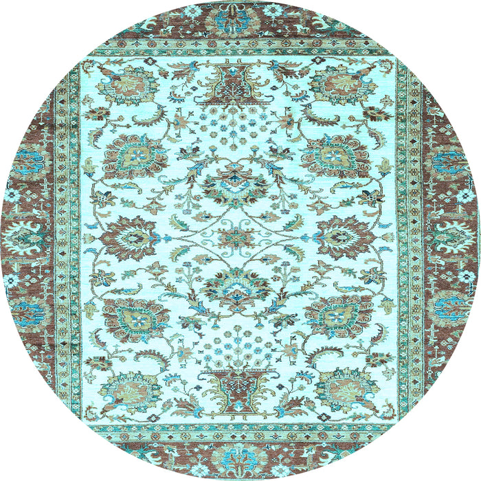 Round Machine Washable Abstract Light Blue Modern Rug, wshabs3101lblu