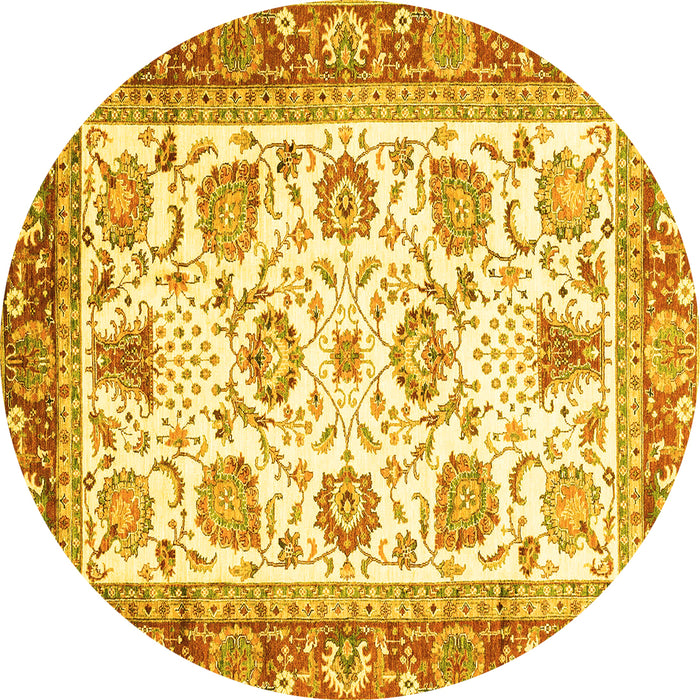 Round Abstract Yellow Modern Rug, abs3101yw