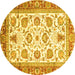 Round Abstract Yellow Modern Rug, abs3101yw