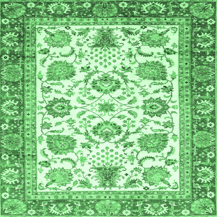 Square Machine Washable Abstract Emerald Green Modern Area Rugs, wshabs3101emgrn