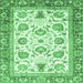 Square Machine Washable Abstract Emerald Green Modern Area Rugs, wshabs3101emgrn