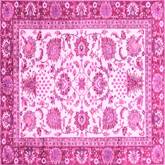 Square Machine Washable Abstract Pink Modern Rug, wshabs3101pnk