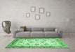 Machine Washable Abstract Emerald Green Modern Area Rugs in a Living Room,, wshabs3101emgrn