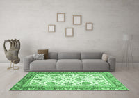 Machine Washable Abstract Emerald Green Modern Rug, wshabs3101emgrn