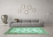 Machine Washable Abstract Turquoise Modern Area Rugs in a Living Room,, wshabs3101turq