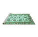 Sideview of Machine Washable Abstract Turquoise Modern Area Rugs, wshabs3101turq