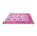 Sideview of Machine Washable Abstract Pink Modern Rug, wshabs3101pnk