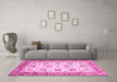 Machine Washable Abstract Pink Modern Rug in a Living Room, wshabs3101pnk