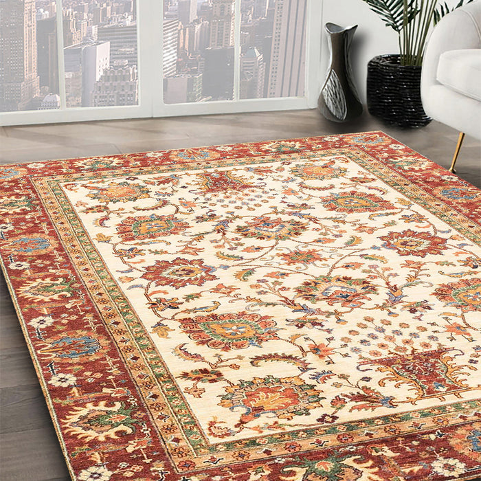 Machine Washable Abstract Khaki Gold Rug in a Family Room, wshabs3101