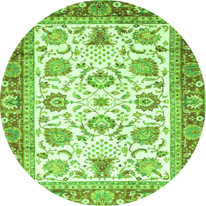 Round Machine Washable Abstract Green Modern Area Rugs, wshabs3101grn