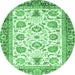 Round Abstract Emerald Green Modern Rug, abs3101emgrn