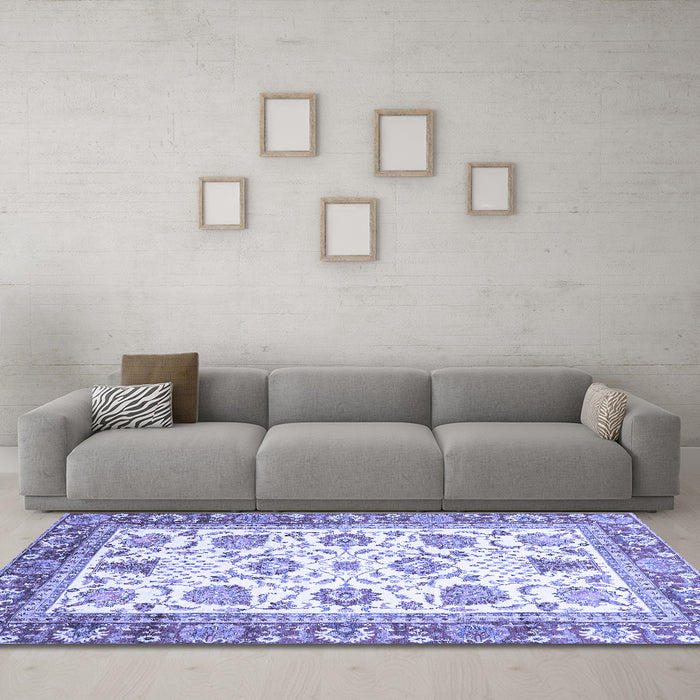 Machine Washable Abstract Blue Modern Rug in a Living Room, wshabs3101blu