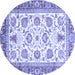 Round Abstract Blue Modern Rug, abs3101blu