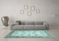 Machine Washable Abstract Light Blue Modern Rug, wshabs3101lblu