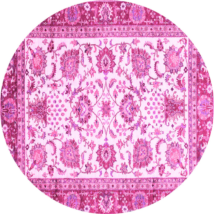 Round Abstract Pink Modern Rug, abs3101pnk