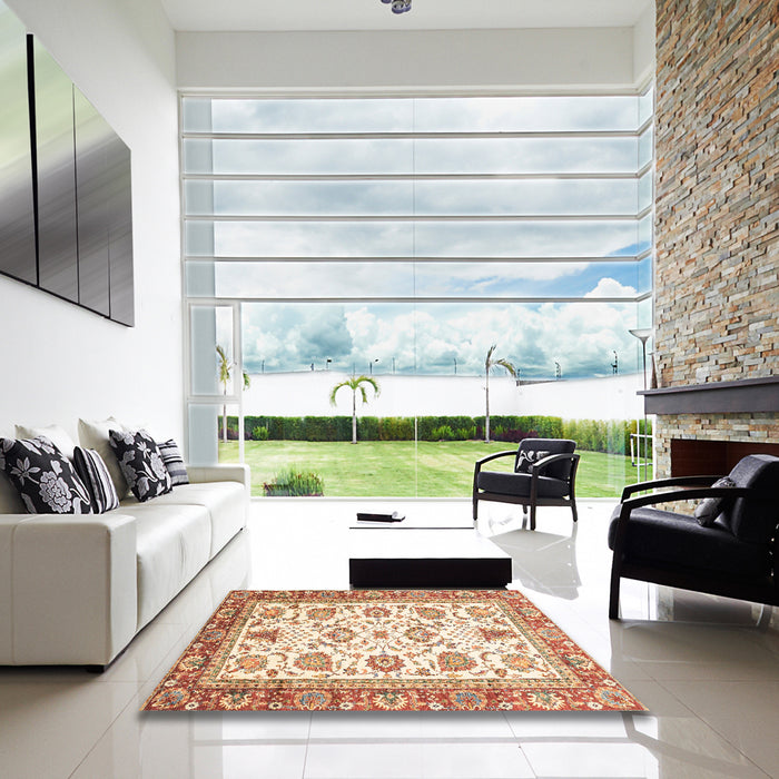 Square Machine Washable Abstract Khaki Gold Rug in a Living Room, wshabs3101