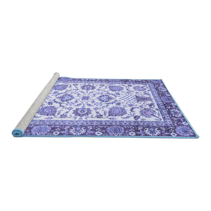 Sideview of Machine Washable Abstract Blue Modern Rug, wshabs3101blu