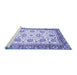 Sideview of Machine Washable Abstract Blue Modern Rug, wshabs3101blu