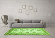 Machine Washable Abstract Green Modern Area Rugs in a Living Room,, wshabs3101grn