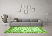 Machine Washable Abstract Green Modern Rug, wshabs3101grn