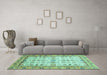 Machine Washable Abstract Turquoise Modern Area Rugs in a Living Room,, wshabs3102turq