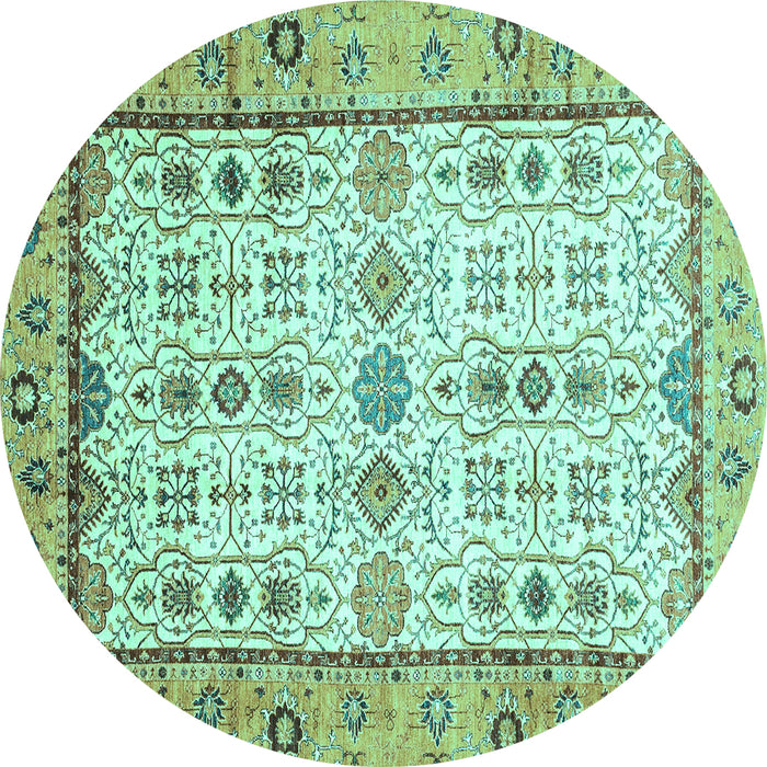 Round Abstract Turquoise Modern Rug, abs3102turq