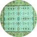 Round Abstract Turquoise Modern Rug, abs3102turq