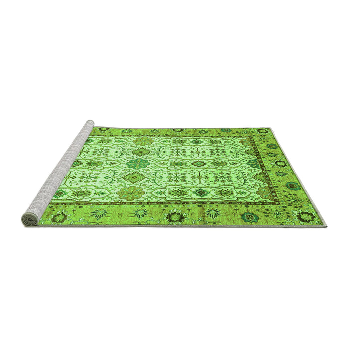 Sideview of Machine Washable Abstract Green Modern Area Rugs, wshabs3102grn