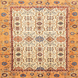 Square Machine Washable Abstract Chocolate Brown Rug, wshabs3102