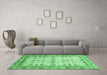 Machine Washable Abstract Emerald Green Modern Area Rugs in a Living Room,, wshabs3102emgrn