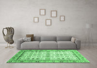 Machine Washable Abstract Emerald Green Modern Rug, wshabs3102emgrn