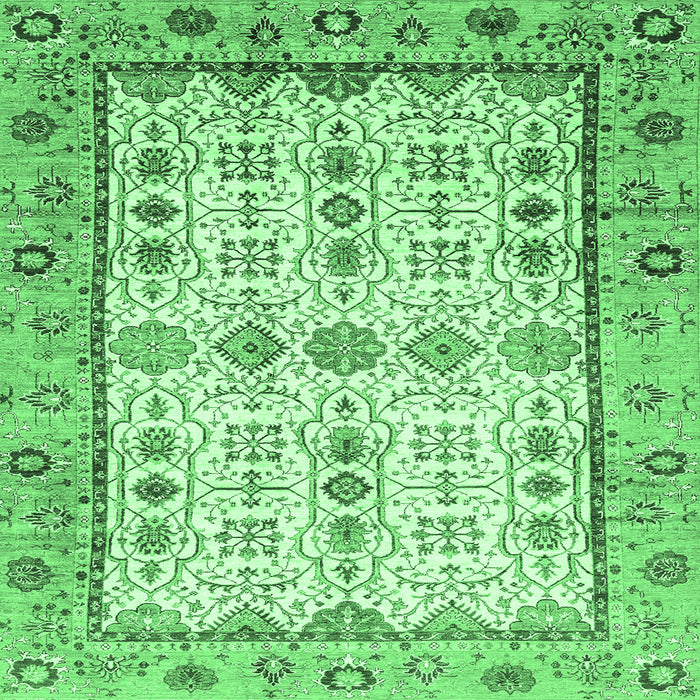 Square Abstract Emerald Green Modern Rug, abs3102emgrn