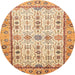 Round Abstract Chocolate Brown Modern Rug, abs3102