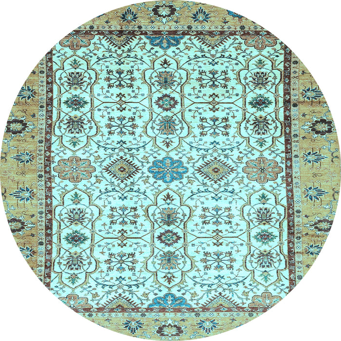 Round Machine Washable Abstract Light Blue Modern Rug, wshabs3102lblu
