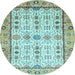 Round Machine Washable Abstract Light Blue Modern Rug, wshabs3102lblu