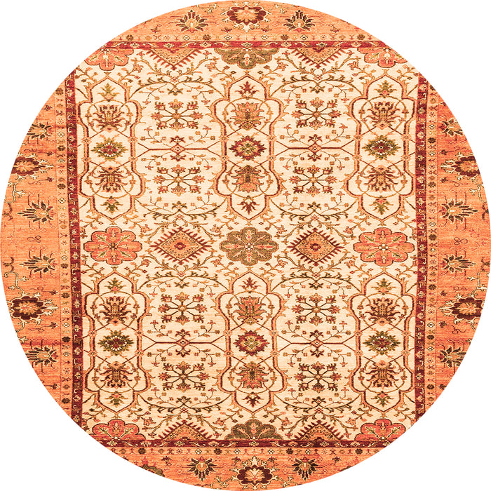 Round Abstract Orange Modern Rug, abs3102org