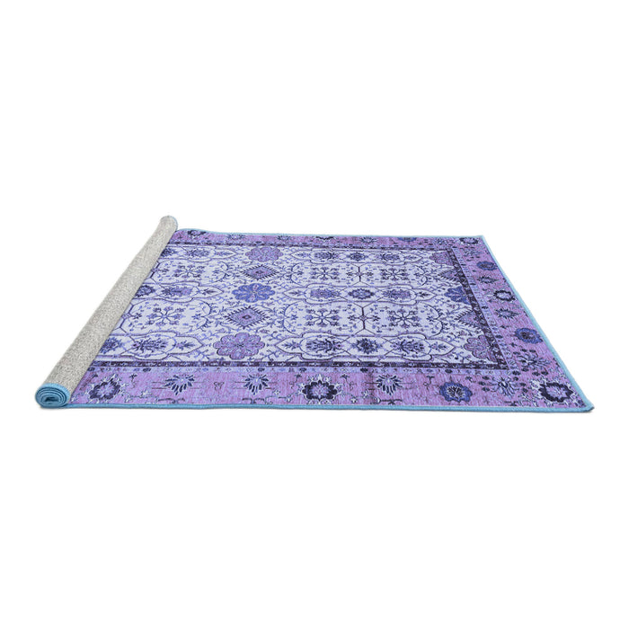 Sideview of Machine Washable Abstract Blue Modern Rug, wshabs3102blu