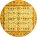 Round Abstract Yellow Modern Rug, abs3102yw