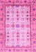 Machine Washable Abstract Pink Modern Rug, wshabs3102pnk