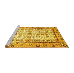 Sideview of Machine Washable Abstract Yellow Modern Rug, wshabs3102yw