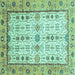 Square Machine Washable Abstract Turquoise Modern Area Rugs, wshabs3102turq